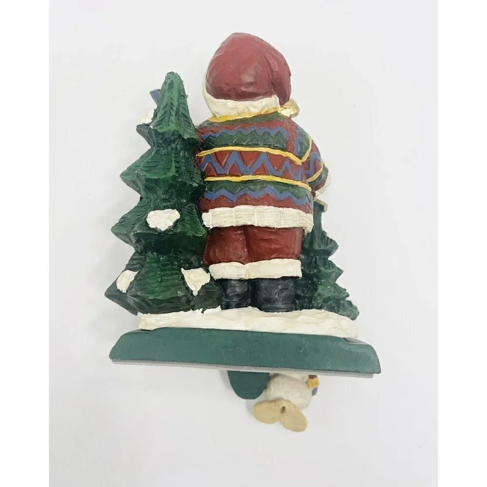 Santa Claus Stocking Hanger Sled Snow Christmas Holder Cast Iron Figi Sledding